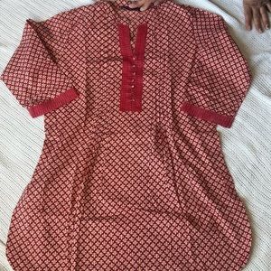 Patterned red Kurta